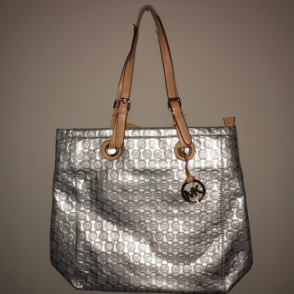 Michael Kors Shiny Silver Tote Bag